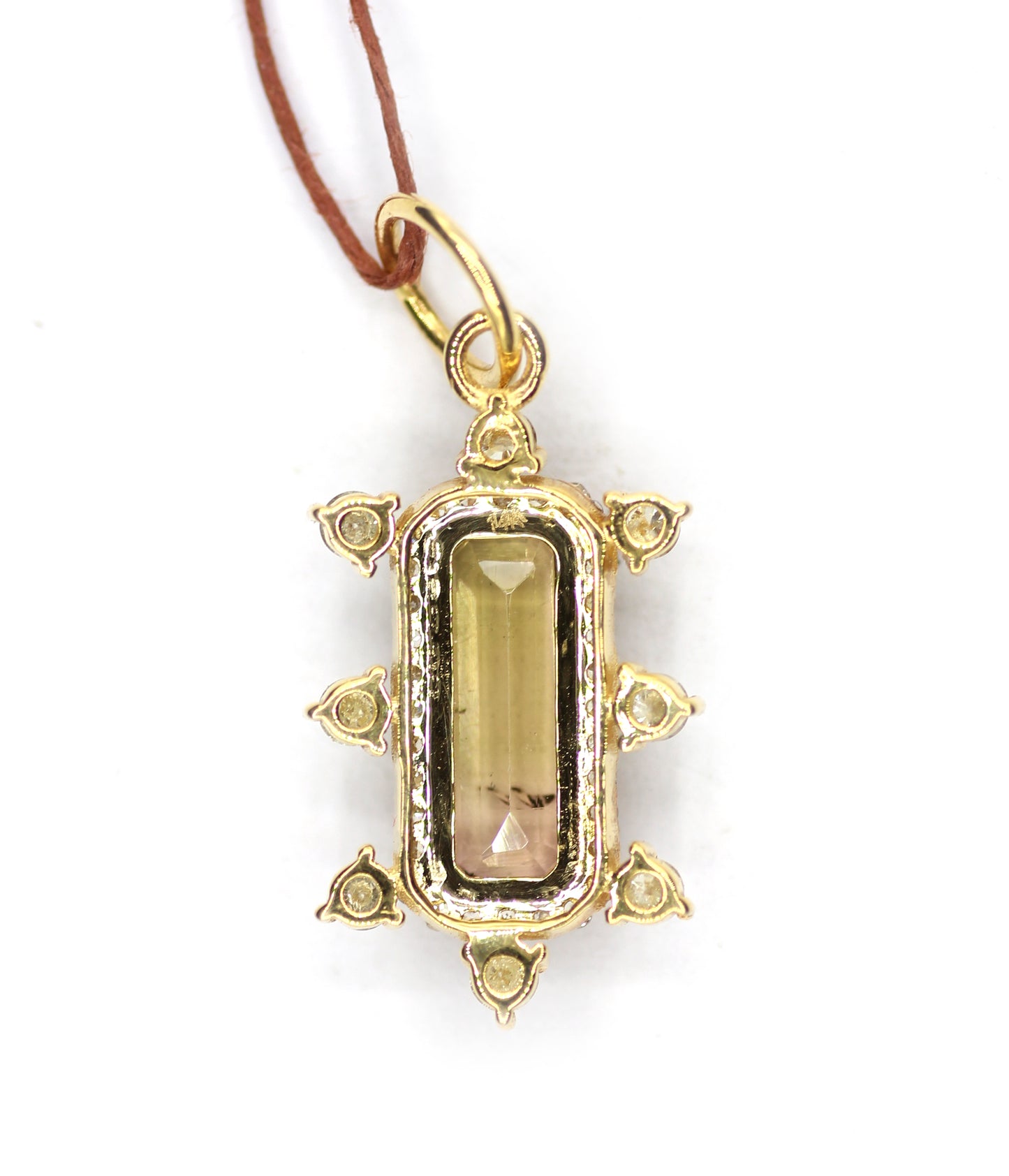 Tourmaline 14k Solid Gold Diamond Pendant