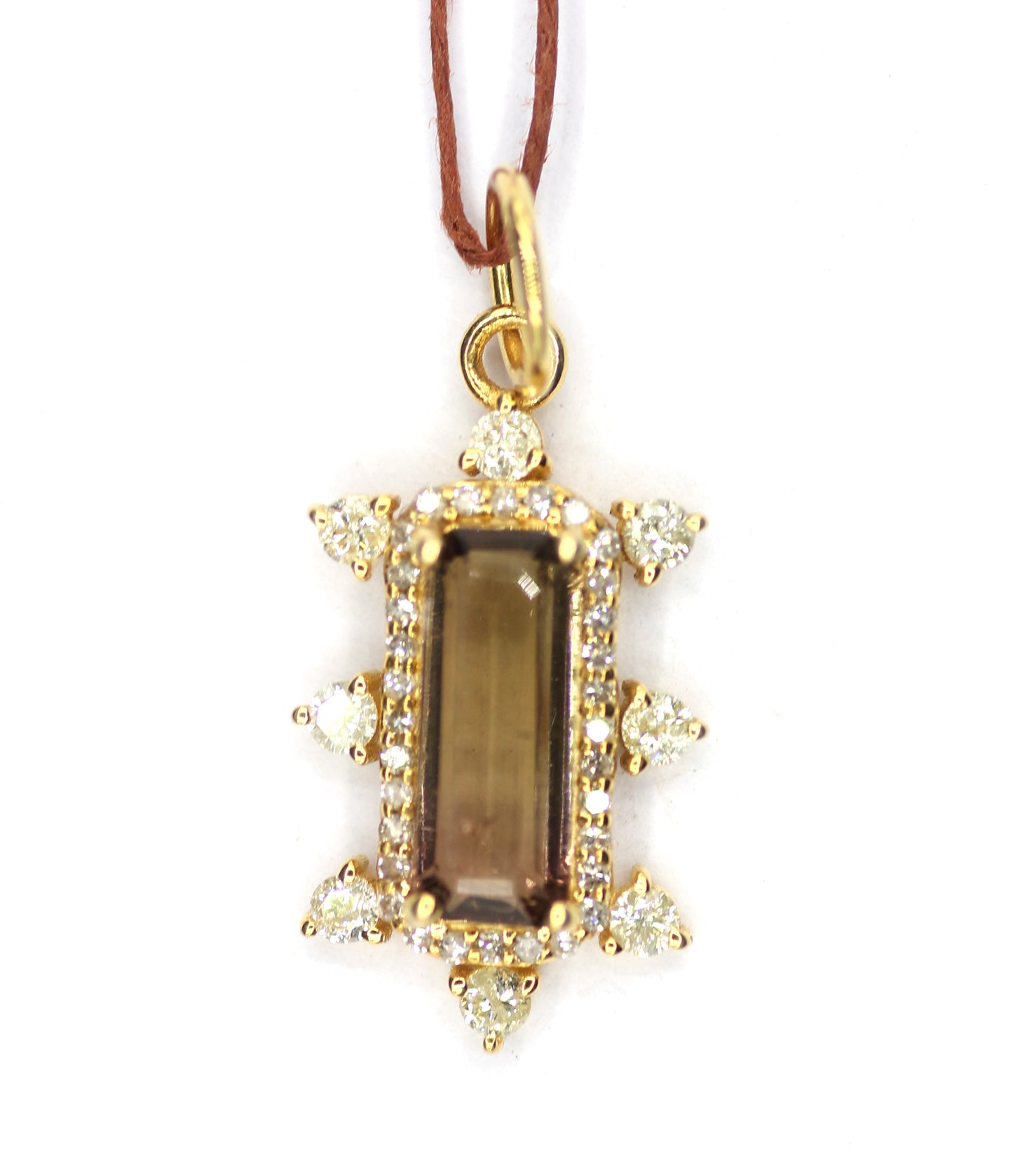 Tourmaline 14k Solid Gold Diamond Pendant