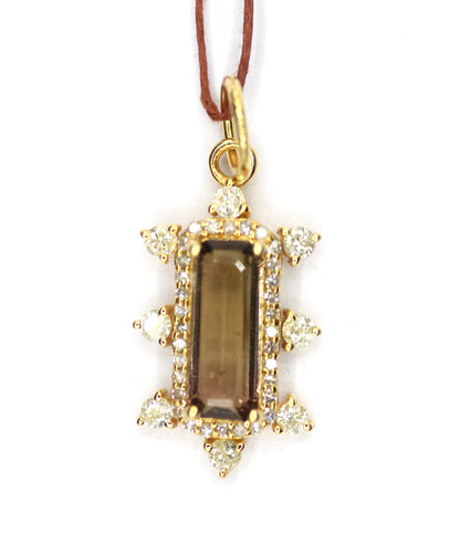 Tourmaline 14k Solid Gold Diamond Pendant