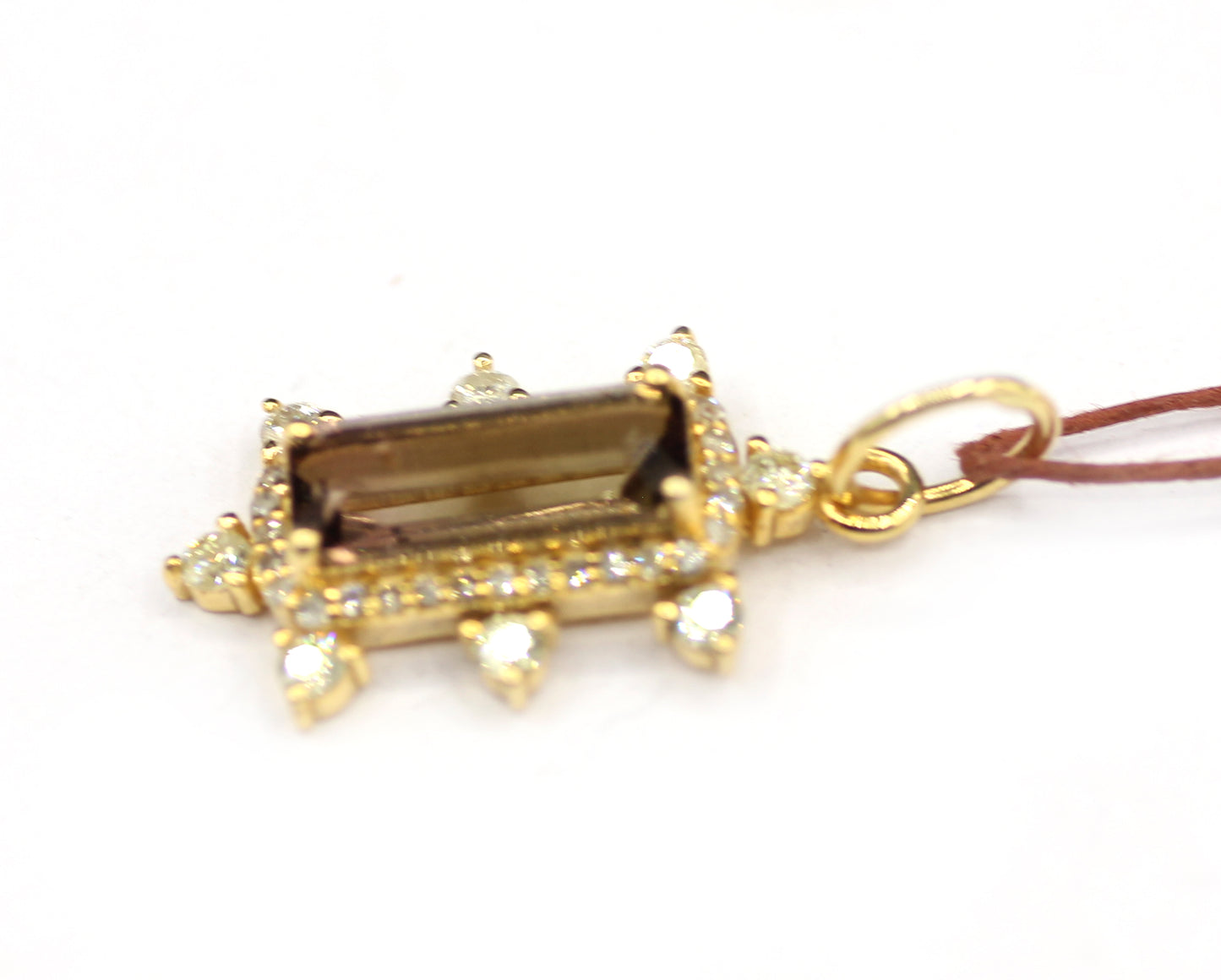 Tourmaline 14k Solid Gold Diamond Pendant