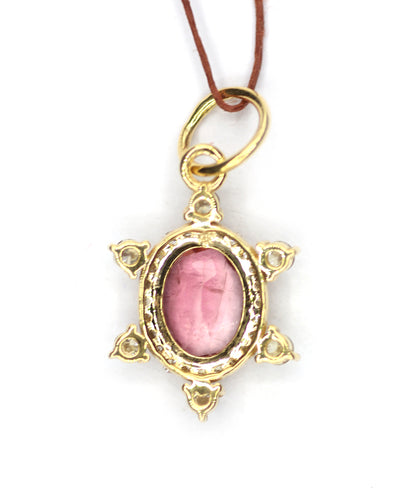Tourmaline 14k Solid Gold Diamond Pendant