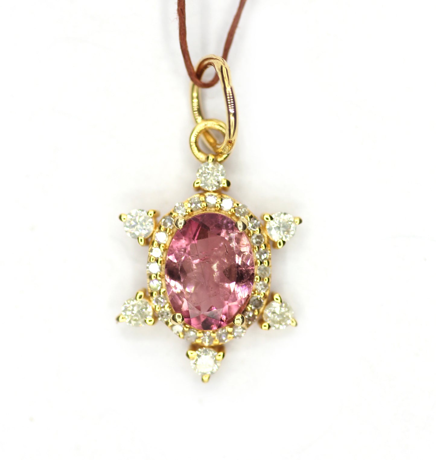 Tourmaline 14k Solid Gold Diamond Pendant