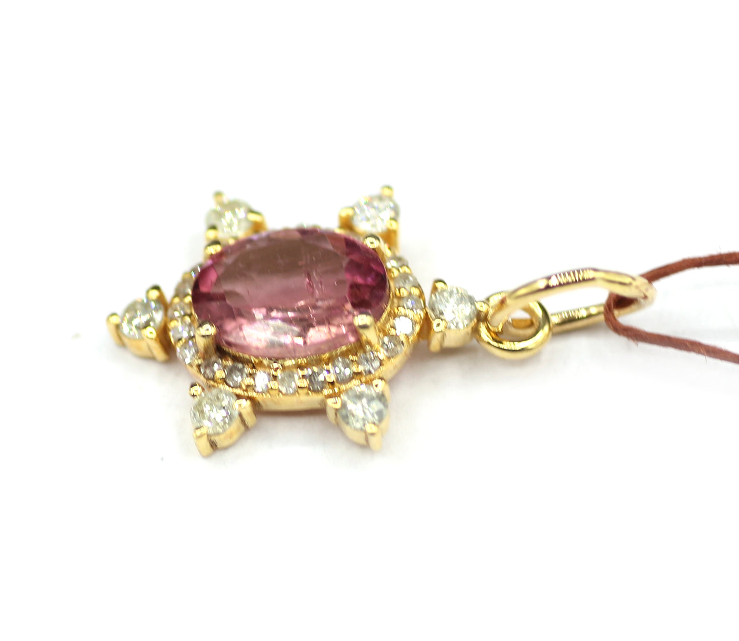 Tourmaline 14k Solid Gold Diamond Pendant