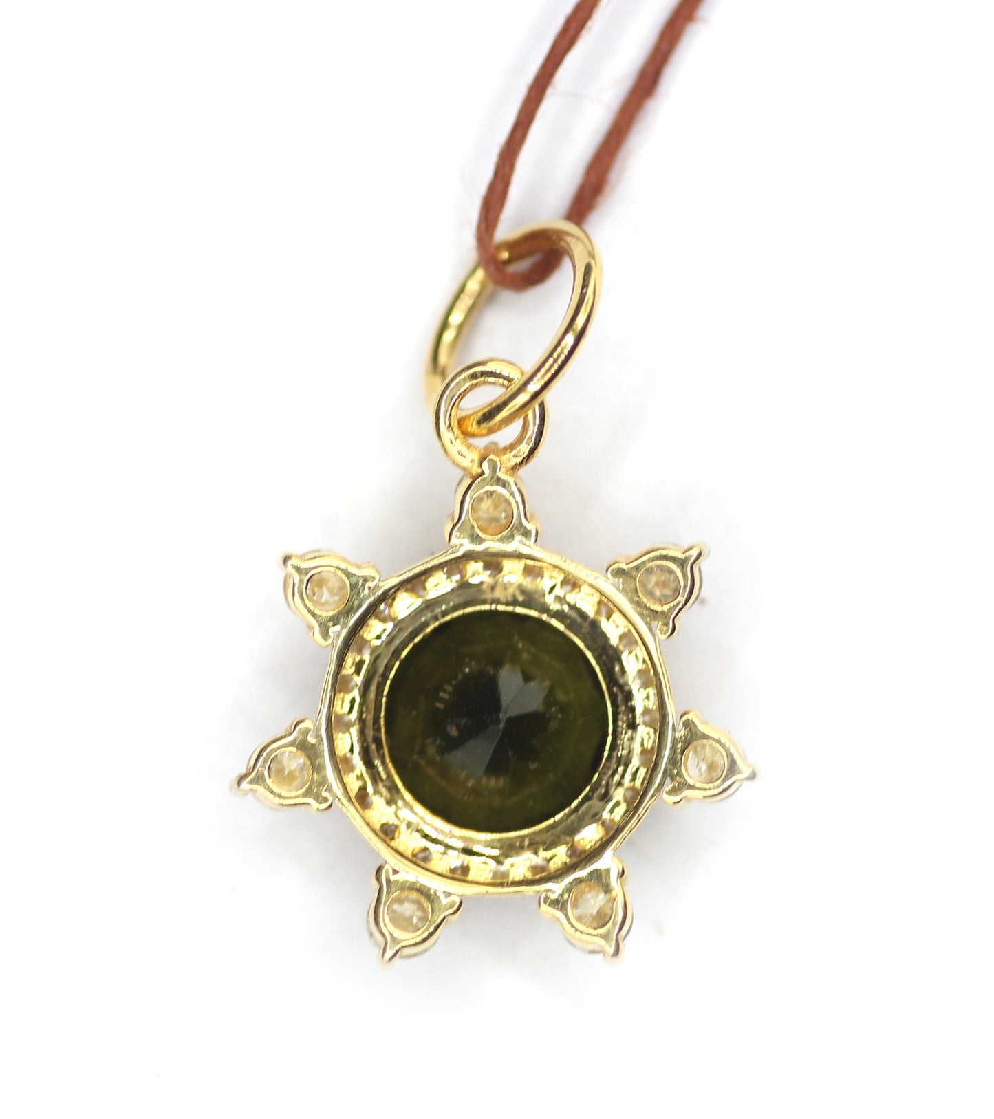 Tourmaline 14k Solid Gold Diamond Pendant
