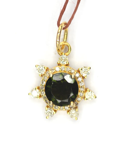 Tourmaline 14k Solid Gold Diamond Pendant
