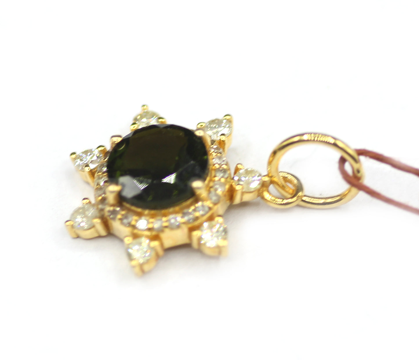 Tourmaline 14k Solid Gold Diamond Pendant
