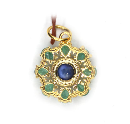 Emerald 14k Solid Gold Diamond Pendant