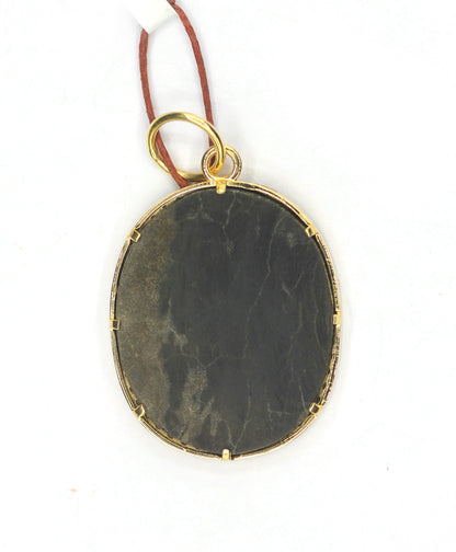 Oval 14k Solid Gold Diamond Pendant