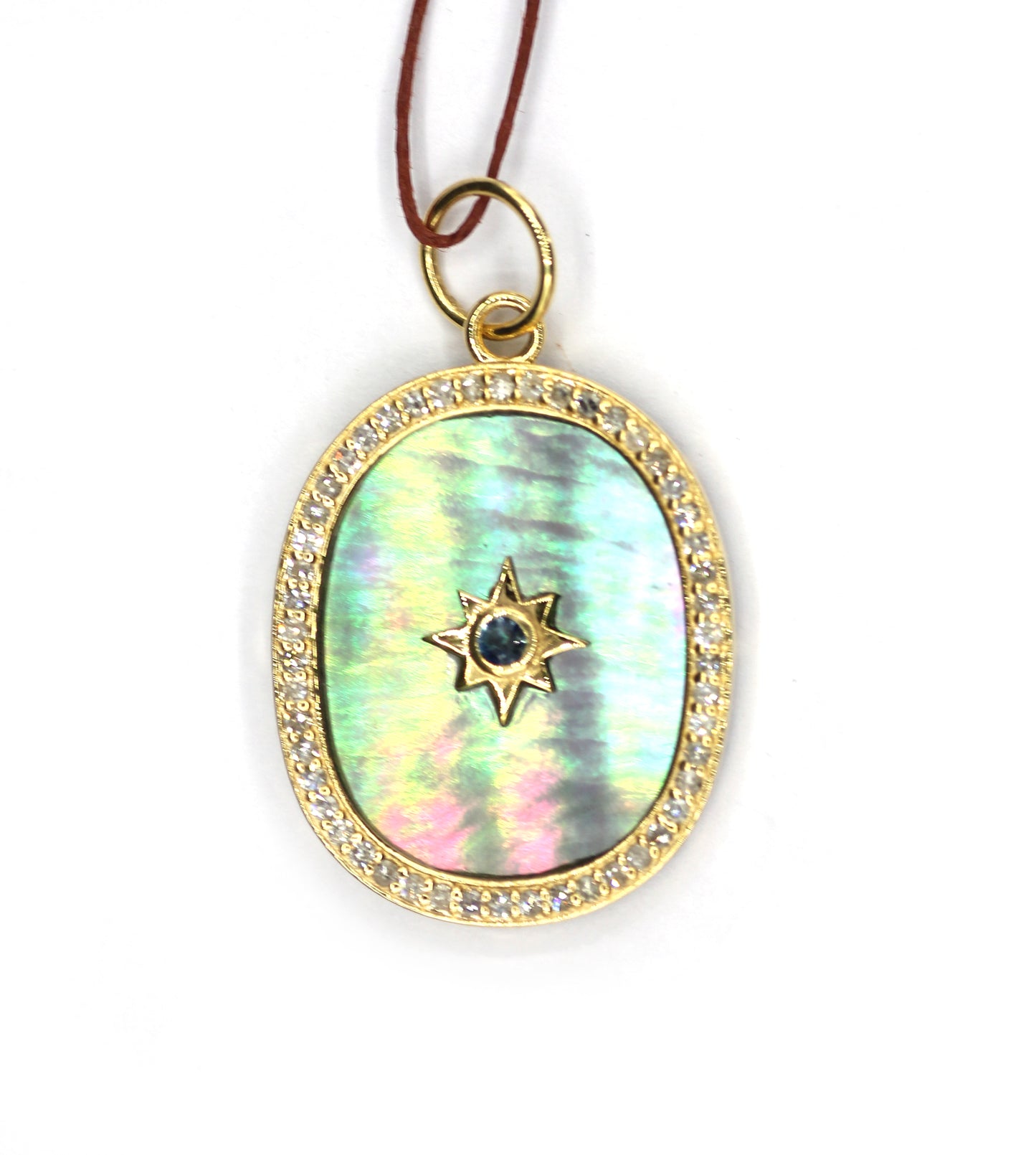 Oval 14k Solid Gold Diamond Pendant