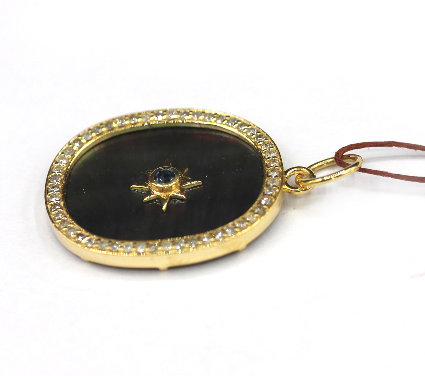 Oval 14k Solid Gold Diamond Pendant