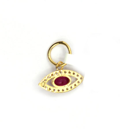 Evil Eye 14k Solid Gold Diamond Pendants With Ruby Stone
