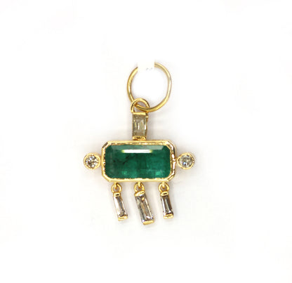 Emerald 14k Solid Gold Diamond Pendants