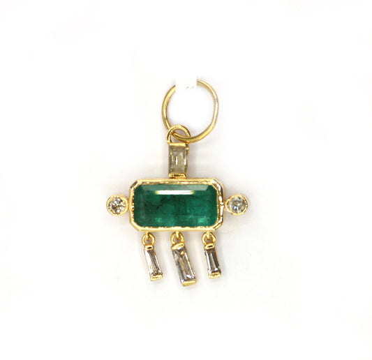 Emerald 14k Solid Gold Diamond Pendants