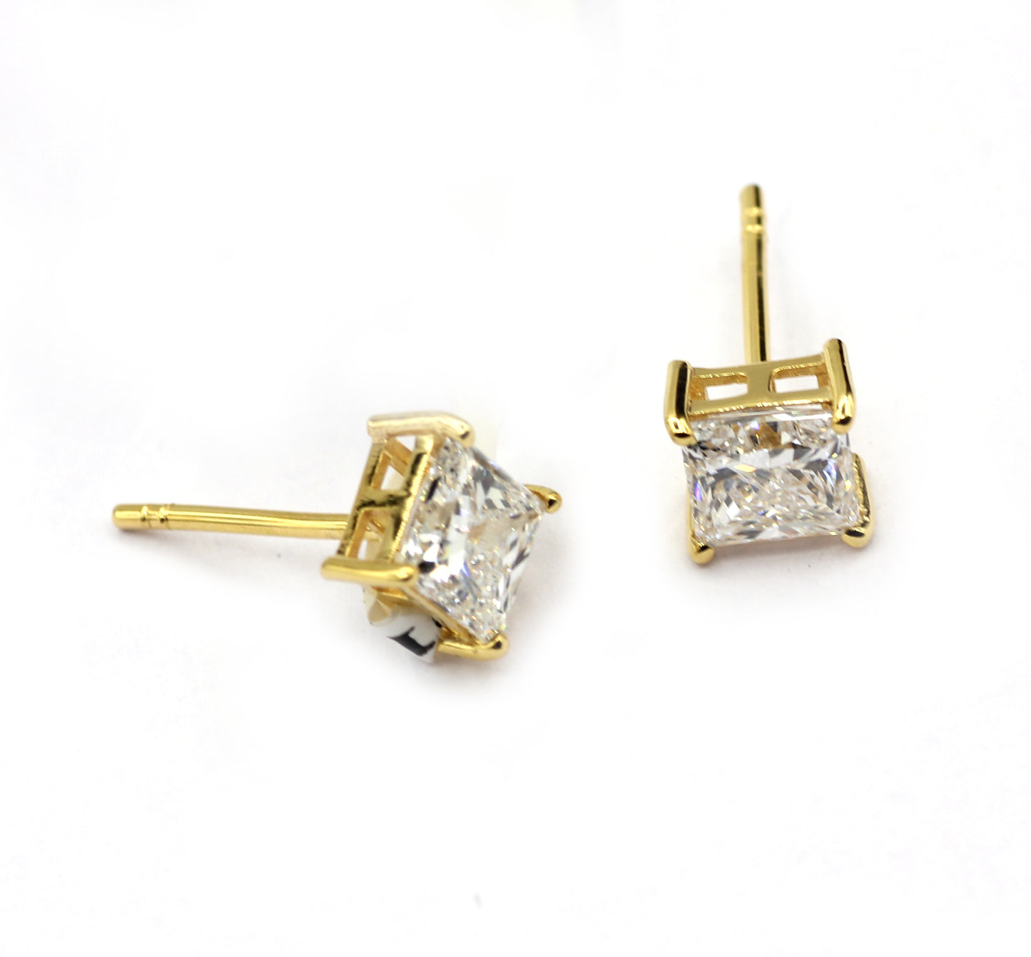 Square 14k Solid Gold CVD Diamond Stud Earring