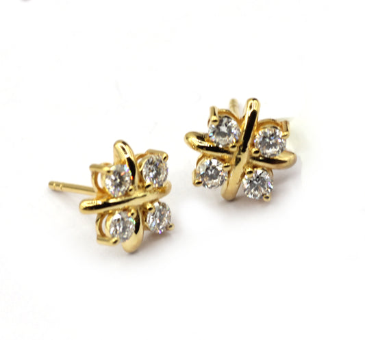 14k Solid Gold Diamond Stud Earring