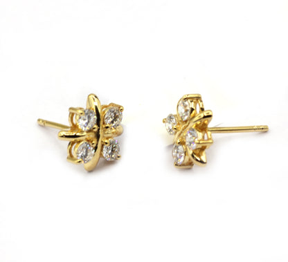 14k Solid Gold Diamond Stud Earring