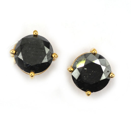 14k Solid Gold Black Diamond Stud Earring