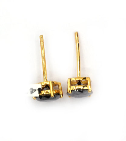 14k Solid Gold Black Diamond Stud Earring