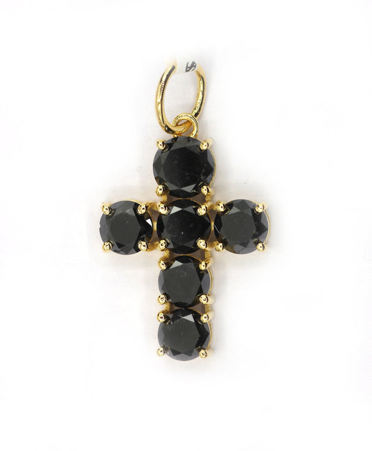 Cross 14k Solid Gold Black Diamond Pendants
