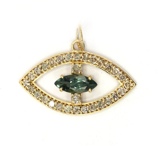 Evil Eye 14k Solid Gold Diamond Pendants