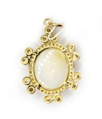 Oval 14k Solid Gold Diamond Pendants