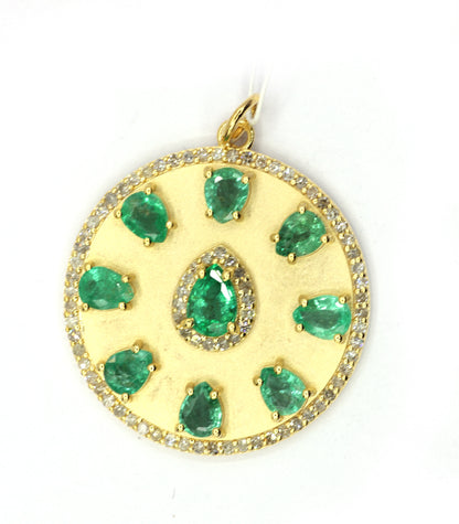 Round 14k Solid Gold Diamond Pendants