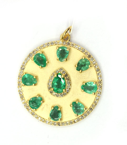 Round 14k Solid Gold Diamond Pendants