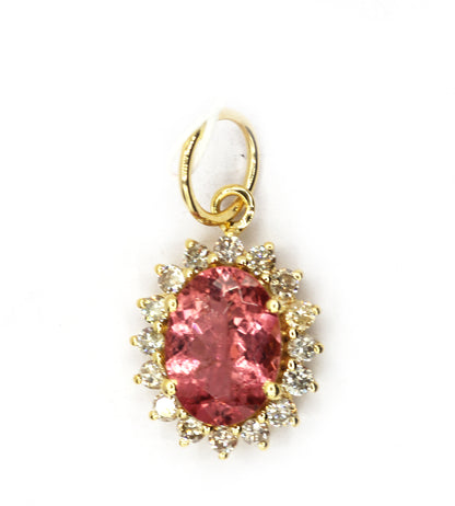 Oval 14k Solid Gold Diamond Pendants