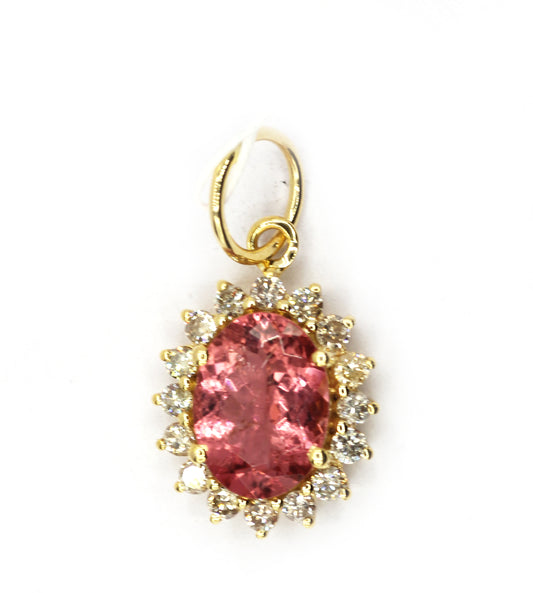 Oval 14k Solid Gold Diamond Pendants