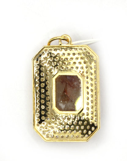 Rectangle 14k Solid Gold Diamond Pendants