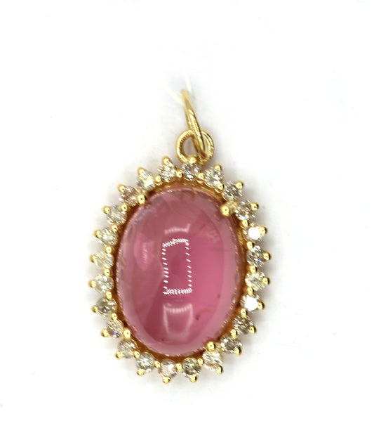 Oval 14k Solid Gold Diamond Pendants
