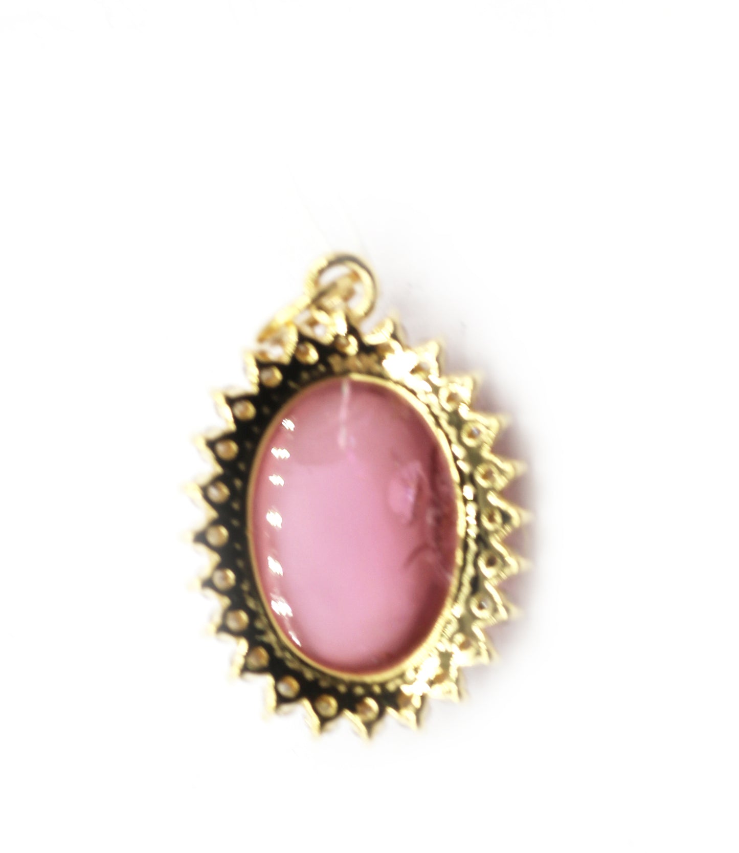 Oval 14k Solid Gold Diamond Pendants