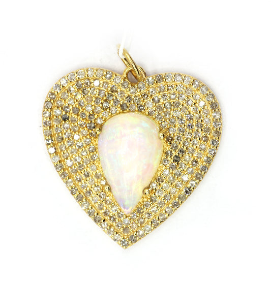Heart 14k Solid Gold Diamond Pendants