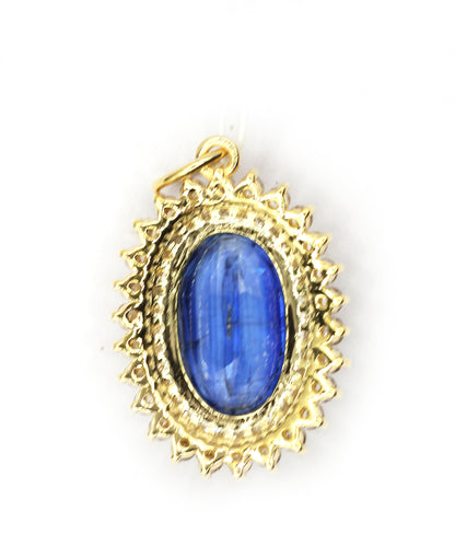 Oval 14k Solid Gold Diamond Pendants