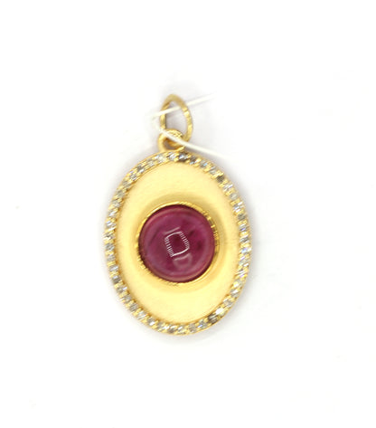 Oval 14k Solid Gold Diamond Pendants