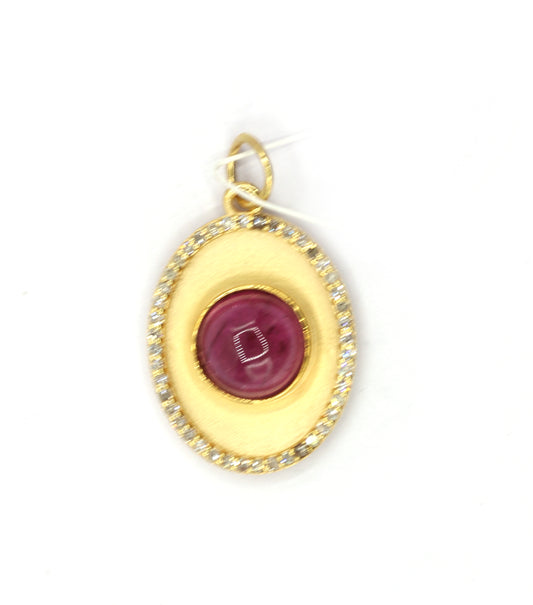 Oval 14k Solid Gold Diamond Pendants