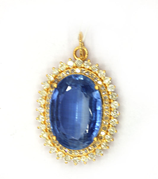 Oval 14k Solid Gold Diamond Pendants