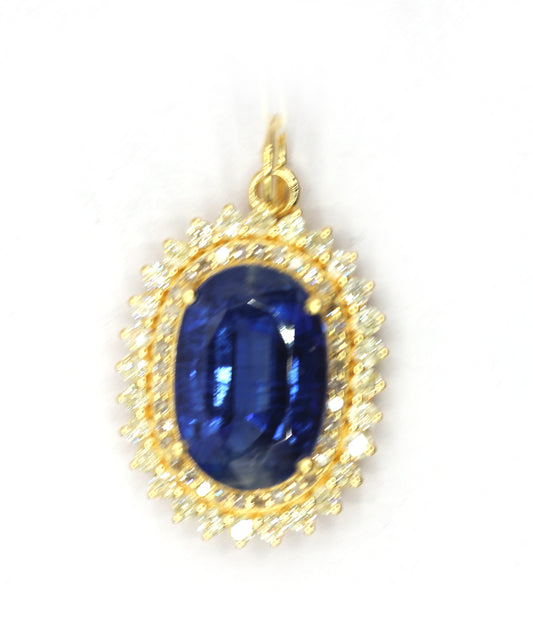 Oval 14k Solid Gold Diamond Pendants