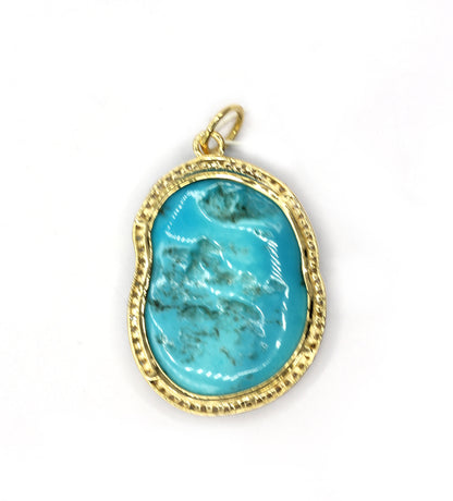 Turquoise 14k Solid Gold Diamond Pendants
