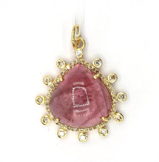 Pear 14k Solid Gold Diamond Pendants