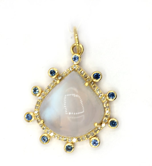 Pear 14k Solid Gold Diamond Pendants