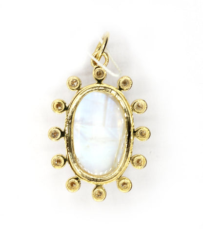 Oval 14k Solid Gold Diamond Pendants