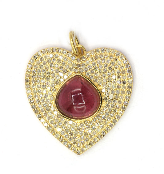 Heart 14k Solid Gold Diamond Pendants