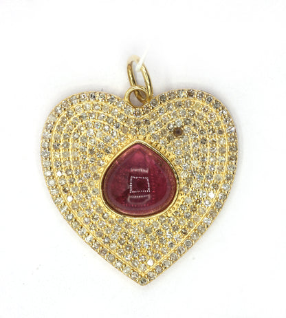 Heart 14k Solid Gold Diamond Pendants