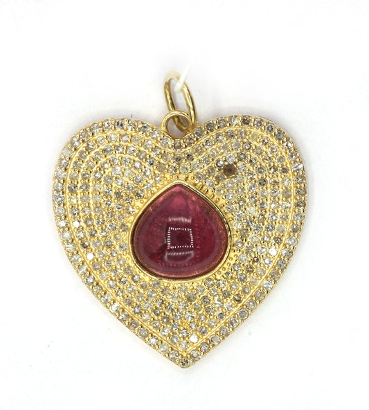 Heart 14k Solid Gold Diamond Pendants