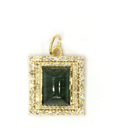 Rectangle 14k Solid Gold Diamond Pendants