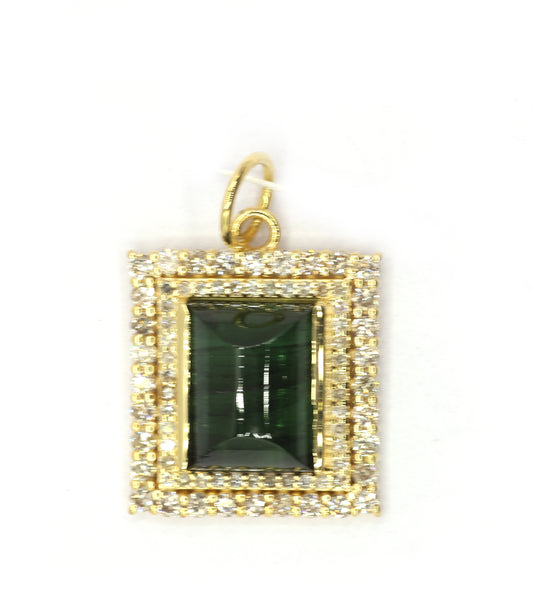 Rectangle 14k Solid Gold Diamond Pendants