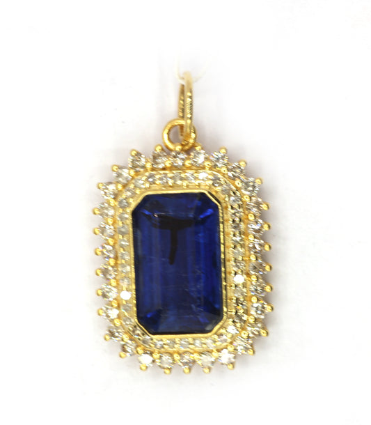 Rectangle 14k Solid Gold Diamond Pendants
