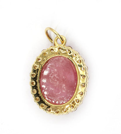 Oval 14k Solid Gold Diamond Pendants