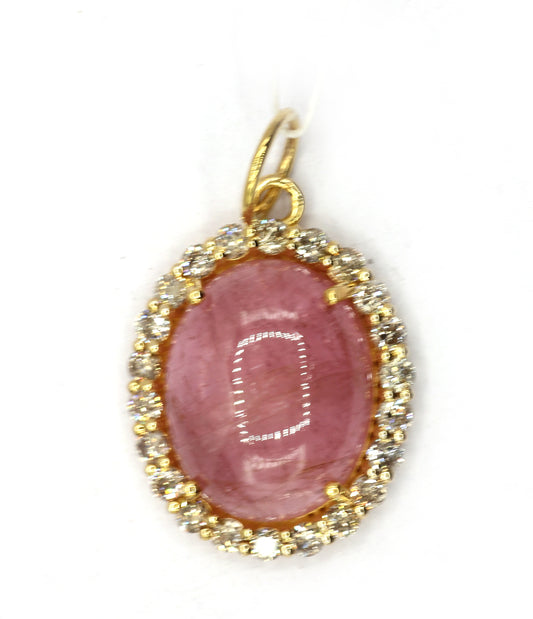 Oval 14k Solid Gold Diamond Pendants